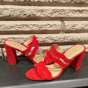 Ann Taylor Tyler Wavy Suede Block Heel Sandals